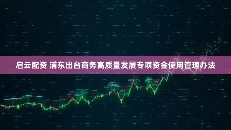 启云配资 浦东出台商务高质量发展专项资金使用管理办法